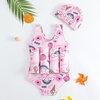 image:imageIDOPIP Toddler Girls Striped Floatation Swimsuit Baby Float Suit Swim Vest with Buoyancy Floaties One Piece Bathing Suit 48TPink Rainbow