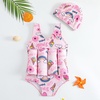image:imageIDOPIP Toddler Girls Striped Floatation Swimsuit Baby Float Suit Swim Vest with Buoyancy Floaties One Piece Bathing Suit 48TPink Rainbow