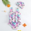 image:imageIDOPIP Toddler Girls Striped Floatation Swimsuit Baby Float Suit Swim Vest with Buoyancy Floaties One Piece Bathing Suit 48TPurple Whale