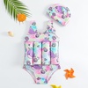image:imageIDOPIP Toddler Girls Striped Floatation Swimsuit Baby Float Suit Swim Vest with Buoyancy Floaties One Piece Bathing Suit 48TPurple Whale