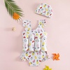 image:imageIDOPIP Toddler Girls Striped Floatation Swimsuit Baby Float Suit Swim Vest with Buoyancy Floaties One Piece Bathing Suit 48TWhite Fruit