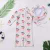image:imageIDOPIP Toddler Kids Baby Boys Girls One Piece Swimsuit Rash Guard with Sun Hat Two Piece Bathing Suit UPF 50 Sun ProtectionWhite Apple  Hat