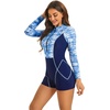 image:imageIDOPIP Women Long Sleeve Rash Guard One Piece Swimsuit Zipper Surfing Bathing Suit UPF 50 Sun Protection Beachwear SwimwearBlue