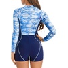 image:imageIDOPIP Women Long Sleeve Rash Guard One Piece Swimsuit Zipper Surfing Bathing Suit UPF 50 Sun Protection Beachwear SwimwearBlue