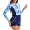 image:imageIDOPIP Women Long Sleeve Rash Guard One Piece Swimsuit Zipper Surfing Bathing Suit UPF 50 Sun Protection Beachwear SwimwearBlue