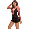 image:imageIDOPIP Women Long Sleeve Rash Guard One Piece Swimsuit Zipper Surfing Bathing Suit UPF 50 Sun Protection Beachwear SwimwearRed