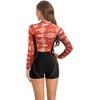 image:imageIDOPIP Women Long Sleeve Rash Guard One Piece Swimsuit Zipper Surfing Bathing Suit UPF 50 Sun Protection Beachwear SwimwearRed