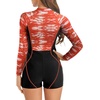 image:imageIDOPIP Women Long Sleeve Rash Guard One Piece Swimsuit Zipper Surfing Bathing Suit UPF 50 Sun Protection Beachwear SwimwearRed