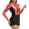 image:imageIDOPIP Women Long Sleeve Rash Guard One Piece Swimsuit Zipper Surfing Bathing Suit UPF 50 Sun Protection Beachwear SwimwearRed