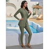image:imageIDOPIP Women Modest Swimsuit Full Coverage Muslim Swimwear Burkini Long Sleeve Rash Guard 2 Piece Bathing Suit with Pants SetGreen