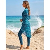 image:imageIDOPIP Women Muslim Burkini Modest Swimsuit One Piece with Cover Up SXL  Tummy Control Burkini Swimwear  Tropical Print Muslim Swimsuit Zipper Long Sleeve Islamic Modest Bathing SuitGreen
