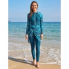 image:imageIDOPIP Women Muslim Burkini Modest Swimsuit One Piece with Cover Up SXL  Tummy Control Burkini Swimwear  Tropical Print Muslim Swimsuit Zipper Long Sleeve Islamic Modest Bathing SuitGreen