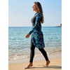 image:imageIDOPIP Women Muslim Burkini Modest Swimsuit One Piece with Cover Up SXL  Tummy Control Burkini Swimwear  Tropical Print Muslim Swimsuit Zipper Long Sleeve Islamic Modest Bathing SuitBlackblue