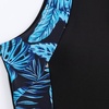 image:imageIDOPIP Women One Piece Boyleg Swimsuit Zip Up Rash Guard Bathing Suit Summer Modest Swimsuit Beach Wetsuit Surf Swimming SuitBlackleaf Print