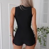 image:imageIDOPIP Women One Piece Boyleg Swimsuit Zip Up Rash Guard Bathing Suit Summer Modest Swimsuit Beach Wetsuit Surf Swimming SuitBlackleaf Print