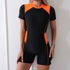 image:imageIDOPIP Women One Piece Rash Guard Swimsuit Surf Bathing Suit Summer Boyleg Swimming Suit Beach Wetsuit UV Protection SwimwearOrange