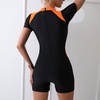 image:imageIDOPIP Women One Piece Rash Guard Swimsuit Surf Bathing Suit Summer Boyleg Swimming Suit Beach Wetsuit UV Protection SwimwearOrange