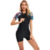 image:imageIDOPIP Women One Piece Rash Guard Swimsuit Surf Bathing Suit Summer Boyleg Swimming Suit Beach Wetsuit UV Protection SwimwearPink Floral