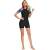 image:imageIDOPIP Women One Piece Rash Guard Swimsuit Surf Bathing Suit Summer Boyleg Swimming Suit Beach Wetsuit UV Protection SwimwearPink Floral