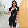 image:imageIDOPIP Women Rash Guard Long Sleeve One Piece Swimsuit Bathing Suit Color Block Zip Front Sun Protection Swim Shirt UPF 50Black  White