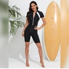 image:imageIDOPIP Women Rash Guard Long Sleeve One Piece Swimsuit Bathing Suit Color Block Zip Front Sun Protection Swim Shirt UPF 50Black  White