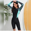 image:imageIDOPIP Women Rash Guard Long Sleeve One Piece Swimsuit Bathing Suit Color Block Zip Front Sun Protection Swim Shirt UPF 50Green  Long Sleeves