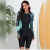 image:imageIDOPIP Women Rash Guard Long Sleeve One Piece Swimsuit Bathing Suit Color Block Zip Front Sun Protection Swim Shirt UPF 50Green  Long Sleeves