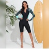 image:imageIDOPIP Women Rash Guard Long Sleeve One Piece Swimsuit Bathing Suit Color Block Zip Front Sun Protection Swim Shirt UPF 50Green  Long Sleeves