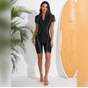 image:imageIDOPIP Women Rash Guard Long Sleeve One Piece Swimsuit Bathing Suit Color Block Zip Front Sun Protection Swim Shirt UPF 50Green