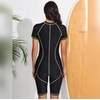 image:imageIDOPIP Women Rash Guard Long Sleeve One Piece Swimsuit Bathing Suit Color Block Zip Front Sun Protection Swim Shirt UPF 50Green