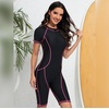 image:imageIDOPIP Women Rash Guard Long Sleeve One Piece Swimsuit Bathing Suit Color Block Zip Front Sun Protection Swim Shirt UPF 50Pink