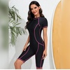 image:imageIDOPIP Women Rash Guard Long Sleeve One Piece Swimsuit Bathing Suit Color Block Zip Front Sun Protection Swim Shirt UPF 50Pink