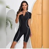 image:imageIDOPIP Women Rash Guard Long Sleeve One Piece Swimsuit Bathing Suit Color Block Zip Front Sun Protection Swim Shirt UPF 50White