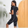 image:imageIDOPIP Women Rash Guard Long Sleeve One Piece Swimsuit Bathing Suit Color Block Zip Front Sun Protection Swim Shirt UPF 50White