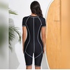image:imageIDOPIP Women Rash Guard Long Sleeve One Piece Swimsuit Bathing Suit Color Block Zip Front Sun Protection Swim Shirt UPF 50White