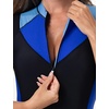 image:imageIDOPIP Women Rash Guard One Piece Swimsuit Bathing Suit Short Sleeve Zipper Rashguard UPF 50 Sun Protection Modest SwimwearBlack  Blue