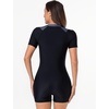 image:imageIDOPIP Women Rash Guard One Piece Swimsuit Bathing Suit Short Sleeve Zipper Rashguard UPF 50 Sun Protection Modest SwimwearBlack  Gray