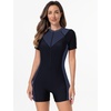 image:imageIDOPIP Women Rash Guard One Piece Swimsuit Bathing Suit Short Sleeve Zipper Rashguard UPF 50 Sun Protection Modest SwimwearBlack  Gray