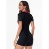image:imageIDOPIP Women Rash Guard One Piece Swimsuit Bathing Suit Short Sleeve Zipper Rashguard UPF 50 Sun Protection Modest SwimwearBlack  Red Edge