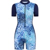image:imageIDOPIP Women Rash Guard One Piece Swimsuit Bathing Suit Short Sleeve Zipper Rashguard UPF 50 Sun Protection Modest SwimwearBlue Print