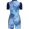 image:imageIDOPIP Women Rash Guard One Piece Swimsuit Bathing Suit Short Sleeve Zipper Rashguard UPF 50 Sun Protection Modest SwimwearBlue Print