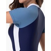 image:imageIDOPIP Women Rash Guard One Piece Swimsuit Bathing Suit Short Sleeve Zipper Rashguard UPF 50 Sun Protection Modest SwimwearNavy Blue  White