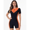 image:imageIDOPIP Women Rash Guard One Piece Swimsuit Bathing Suit Short Sleeve Zipper Rashguard UPF 50 Sun Protection Modest SwimwearOrange