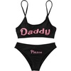 image:imageIDOPIP Women Sexy Lingerie Set Come Here Daddy Bra with Panty Set Anime Cosplay Underwear Sleepwear 2PCS Bikini Bathing SuitBlack