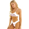 image:imageIDOPIP Women Sexy Lingerie Set Come Here Daddy Bra with Panty Set Anime Cosplay Underwear Sleepwear 2PCS Bikini Bathing SuitWhite