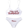 image:imageIDOPIP Women Sexy Lingerie Set Come Here Daddy Bra with Panty Set Anime Cosplay Underwear Sleepwear 2PCS Bikini Bathing SuitWhite