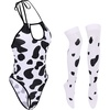 image:imageIDOPIP Women Sexy Milk Cow Maid Lingerie Set Anime Lolita Cosplay Mini Bikini Bra Underwear Nightwear Fancy Dress up Costume003 White Cow Bodysuit Set