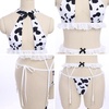image:imageIDOPIP Women Sexy Milk Cow Maid Lingerie Set Anime Lolita Cosplay Mini Bikini Bra Underwear Nightwear Fancy Dress up Costume009 White Cow Bikini Set  Stockings