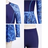 image:imageIDOPIP Women Two Piece Rash Guard Sets Long Sleeve Floral Print UPF50 Swim Dress with Shorts Modest Swimsuit Bathing SuitNavy Blue