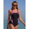 image:imageIDOPIP Womens Athletic One Piece Swimsuit Tummy Control Racerback Slimming Bathing Suit Modest Swimsuits for WomenPink